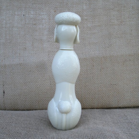 Vintage Avon Poodle Bath Oil Bottle milk glass - Picture 4 of 16
